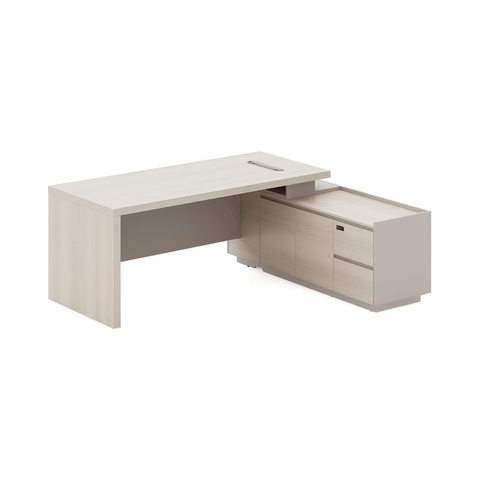 Sonata-C Small Walnut Wooden Executive Desk with Side Return Cabinet