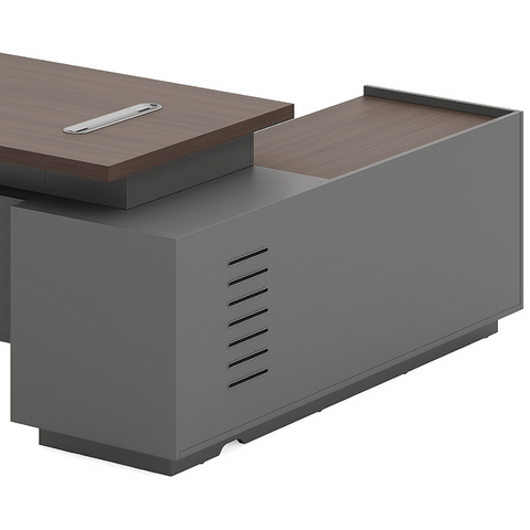 Sonata-C Small Walnut Wooden Executive Desk with Side Return Cabinet