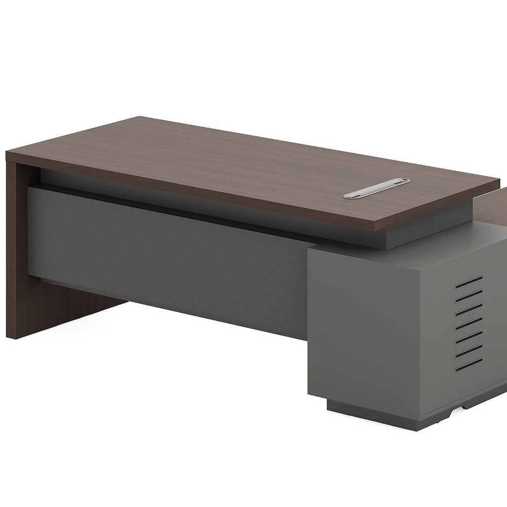 Sonata-C Small Walnut Wooden Executive Desk with Side Return Cabinet