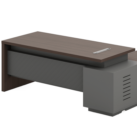 Sonata-C Small Walnut Wooden Executive Desk with Side Return Cabinet
