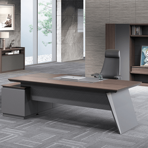 Sonata-A Modern Wooden Office Executive Desk with Side Cabinet - Gavisco Office Furniture