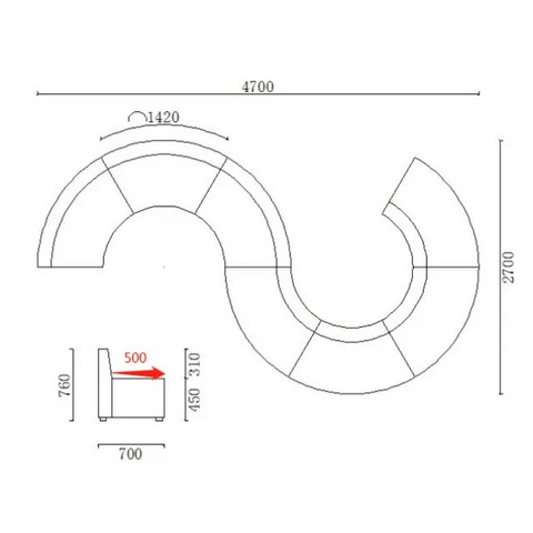 Spira Modern Modular Curved Lounge Sectional Sofa