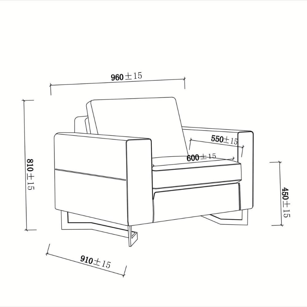 Square Single Seater Commercial Office Lounge Sofa