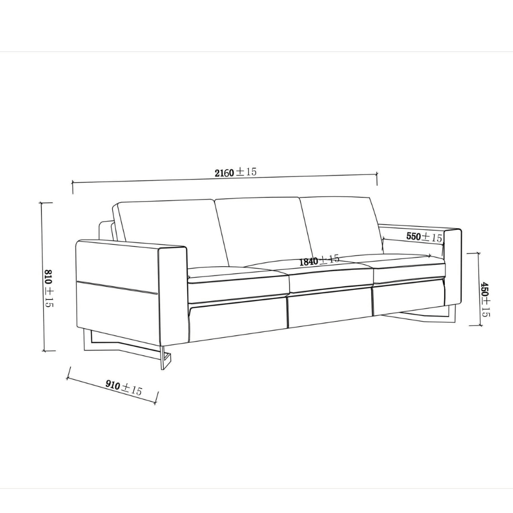 Square Three Seater Commercial Office Lounge Sofa