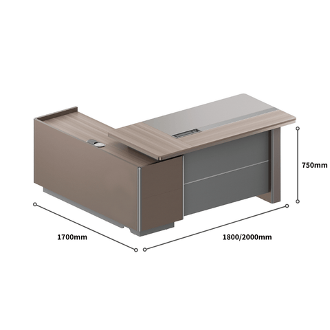 Stark-A Wooden Executive Desk with Side Return Cabinet