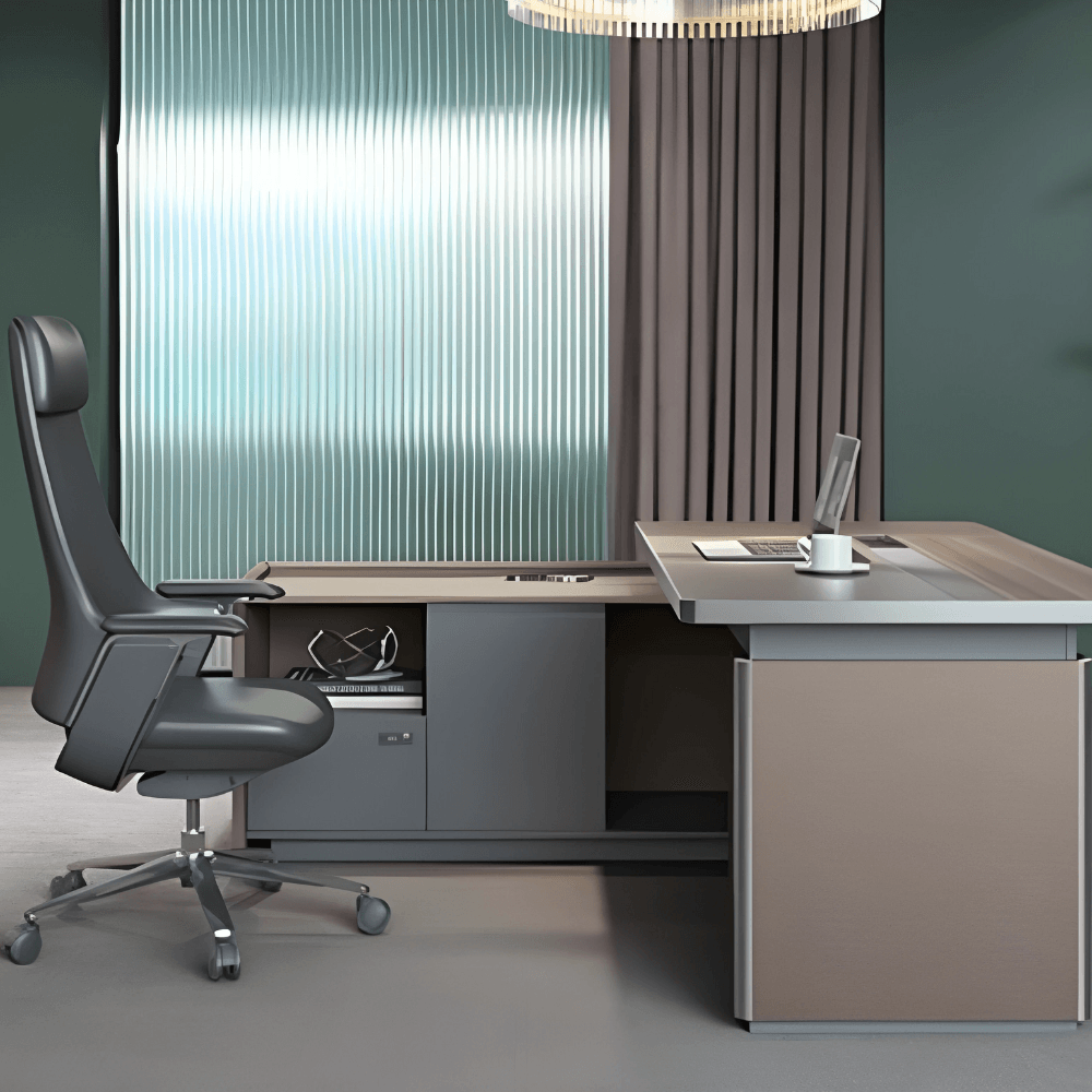 Stark-A Wooden Office Executive Desk with Side Table and Storage Cabinet - Gavisco Office Furniture