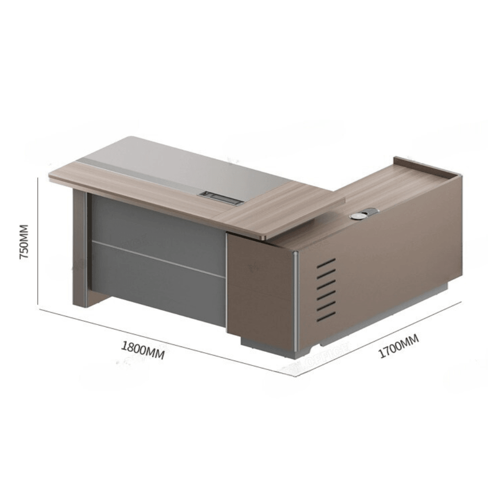 Stark-A Wooden Office Executive Desk with Side Table and Storage Cabinet - Gavisco Office Furniture