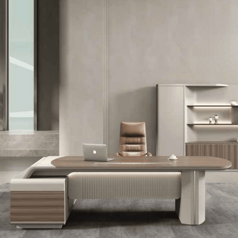 Stellular-A Modern Grand Wooden Executive Desk with Side Return Cabinet