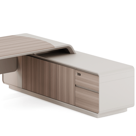 Stellular-A Modern Grand Wooden Executive Desk with Side Return Cabinet