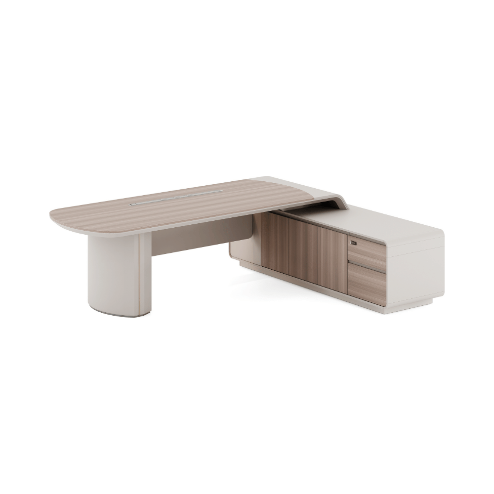 Stellular-A Modern Grand Wooden Executive Desk with Side Return Cabinet