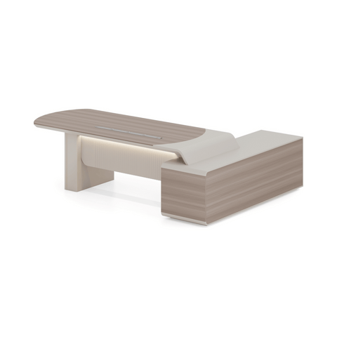 Stellular-A Modern Grand Wooden Executive Desk with Side Return Cabinet