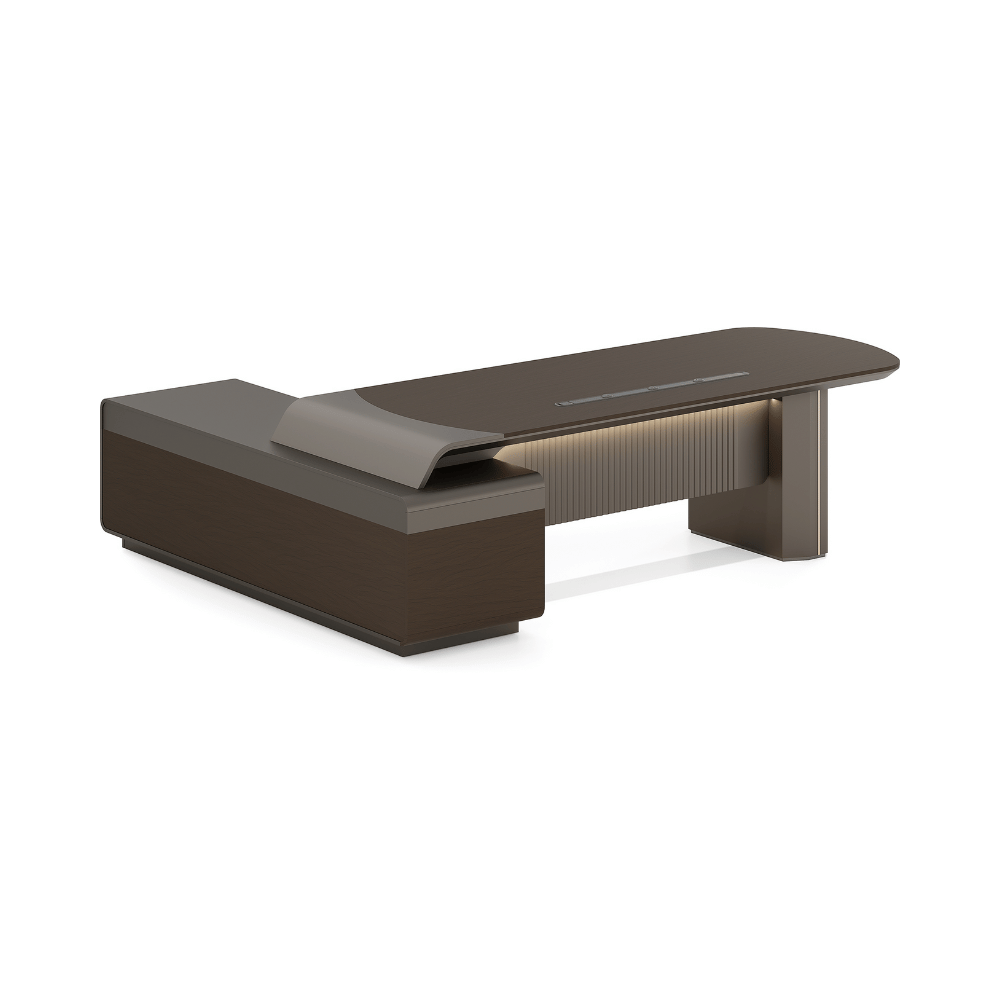 Stellular-A Modern Grand Wooden Executive Desk with Side Return Cabinet