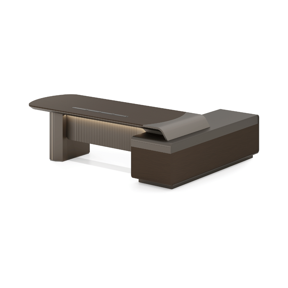 Stellular-A Modern Grand Wooden Executive Desk with Side Return Cabinet