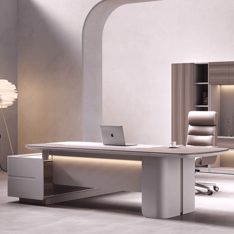 Stellular-B Modern Grand Wooden Executive Desk with Side Return Cabinet