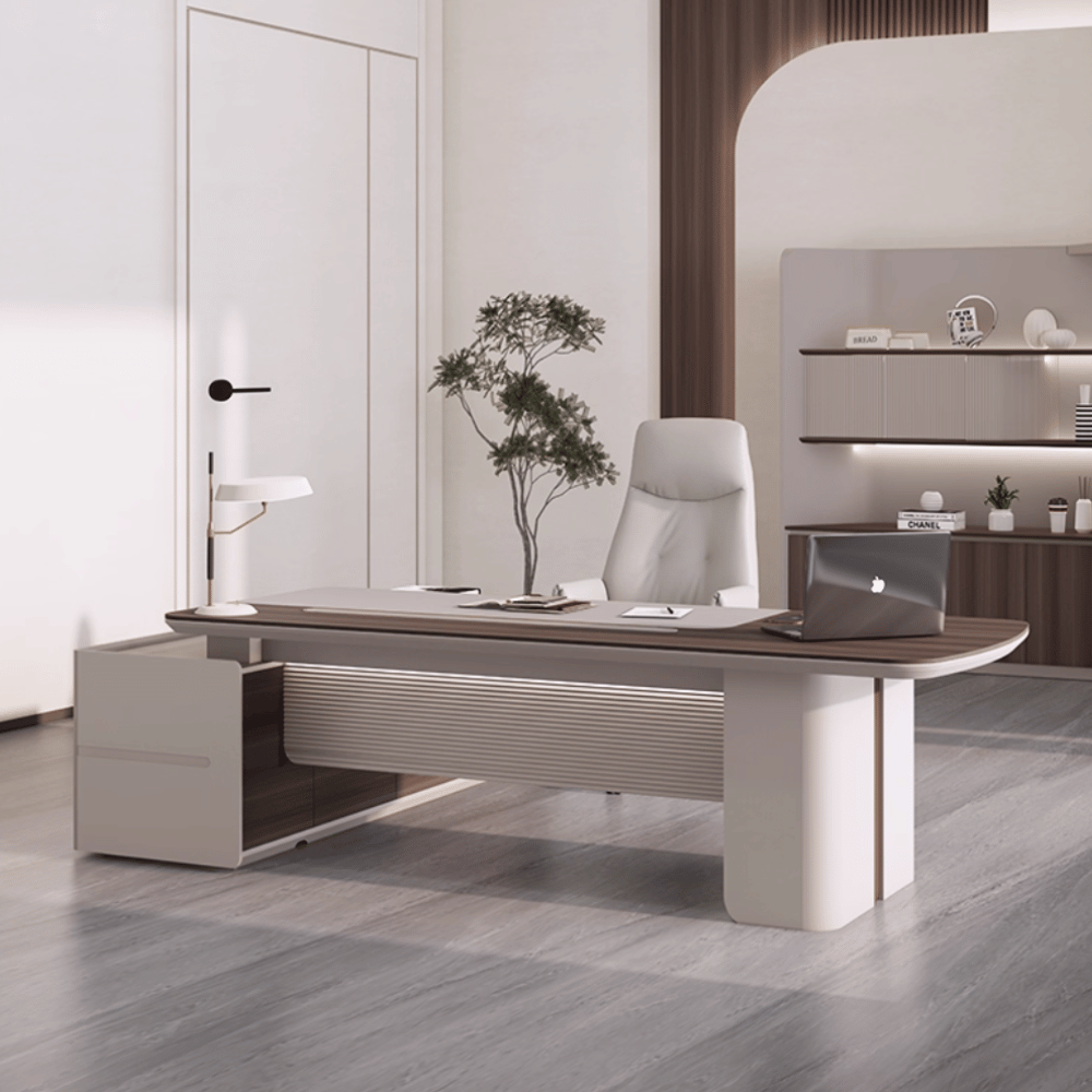 Stellular-B Modern Grand Wooden Executive Desk with Side Return Cabinet