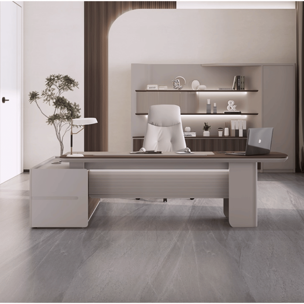 Stellular-B Modern Grand Wooden Executive Desk with Side Return Cabinet