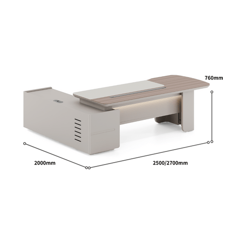 Stellular-B Modern Grand Wooden Executive Desk with Side Return Cabinet
