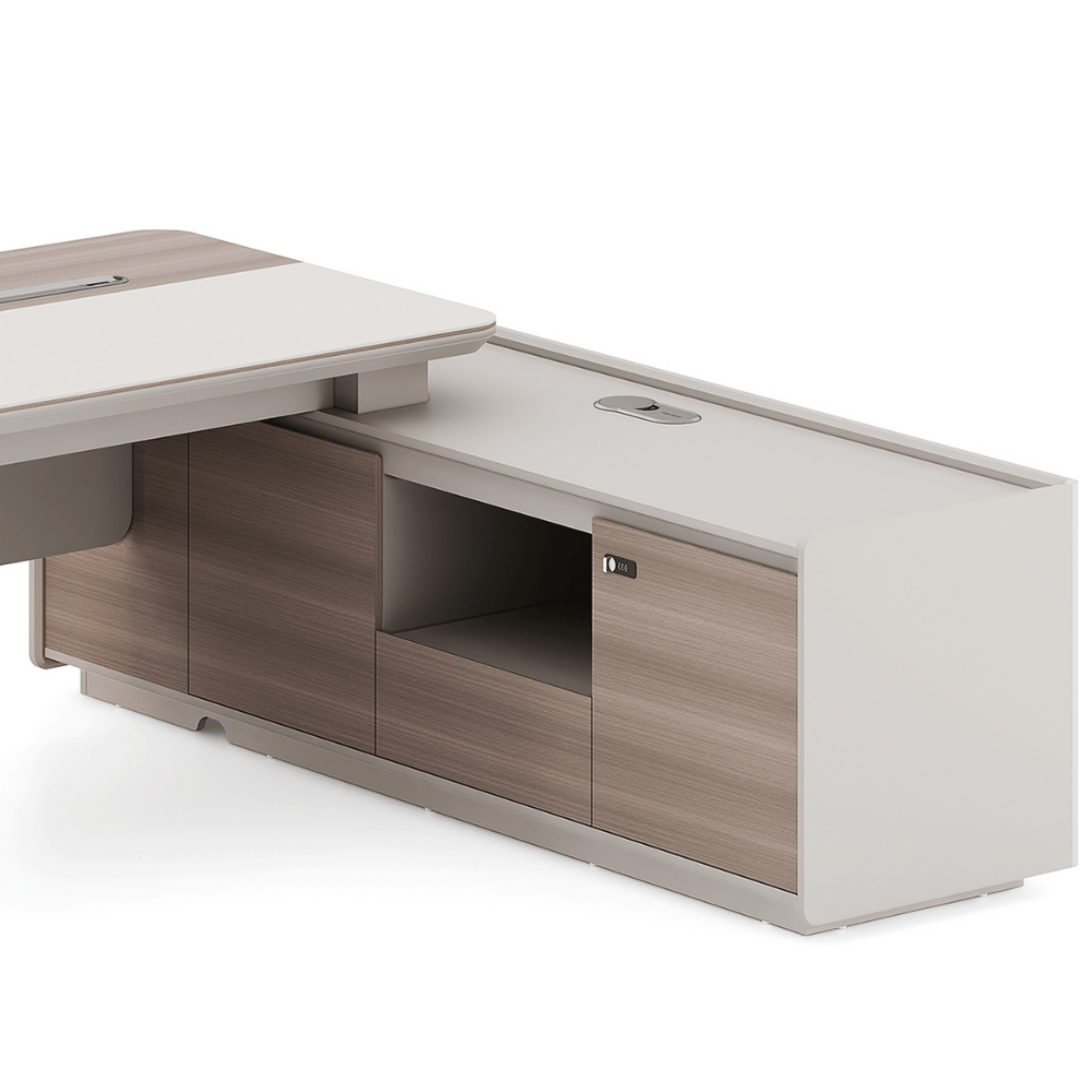 Stellular-B Modern Grand Wooden Executive Desk with Side Return Cabinet