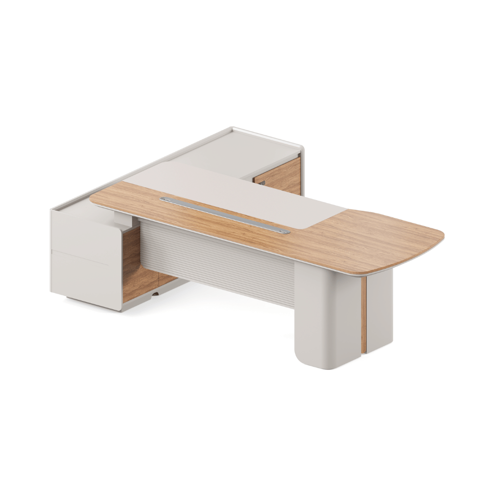 Stellular-B Modern Grand Wooden Executive Desk with Side Return Cabinet