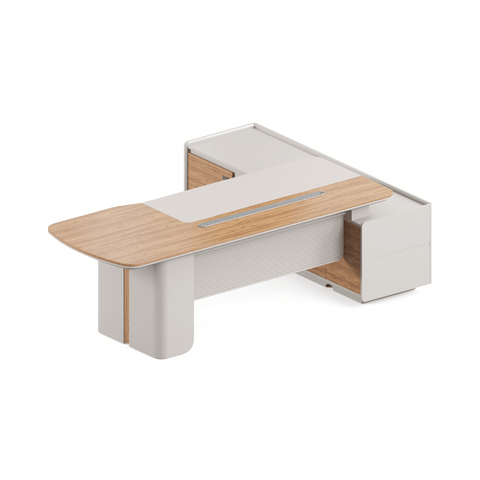 Stellular-B Modern Grand Wooden Executive Desk with Side Return Cabinet