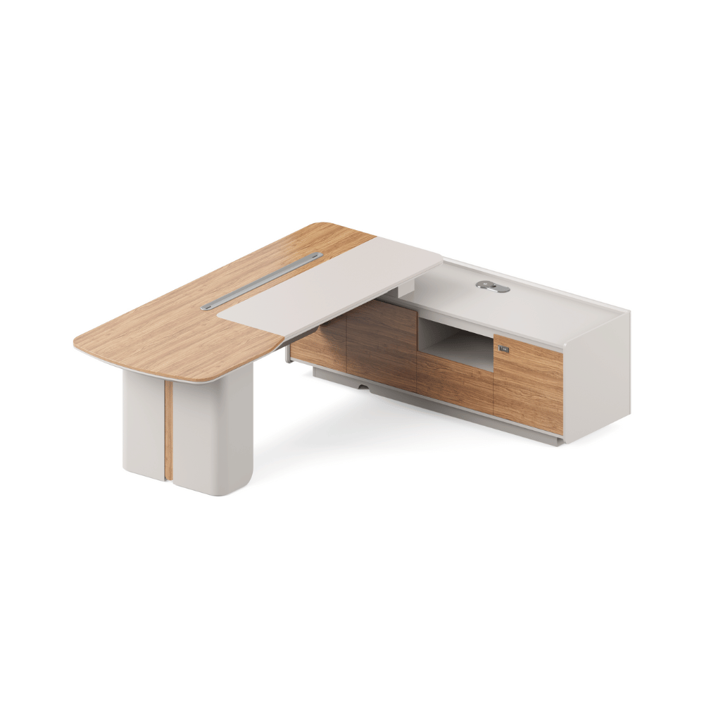 Stellular-B Modern Grand Wooden Executive Desk with Side Return Cabinet
