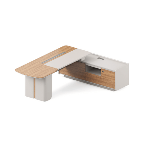 Stellular-B Modern Grand Wooden Executive Desk with Side Return Cabinet