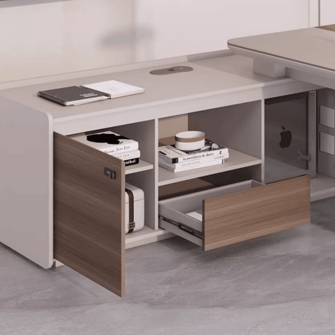 Stellular-B Modern Grand Wooden Executive Desk with Side Return Cabinet