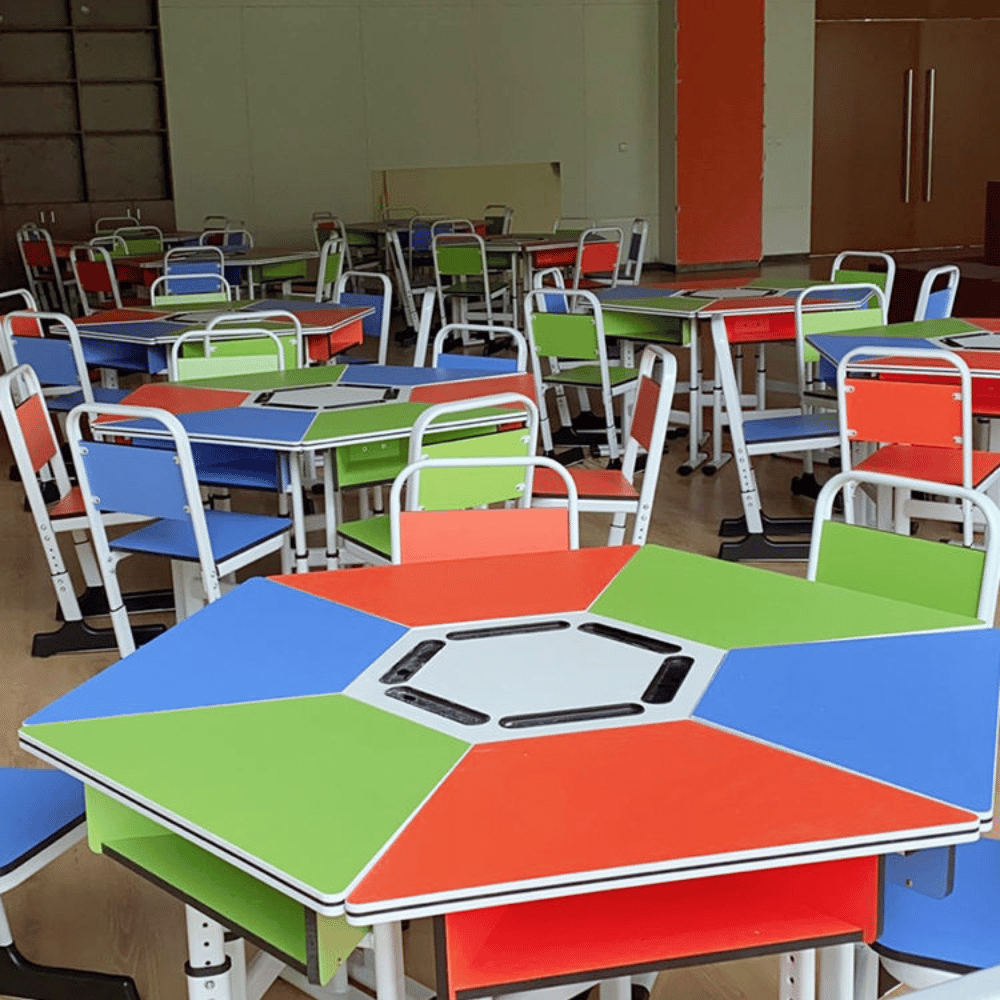 Stride Trapezoid Sector Student Desk and Chair Set