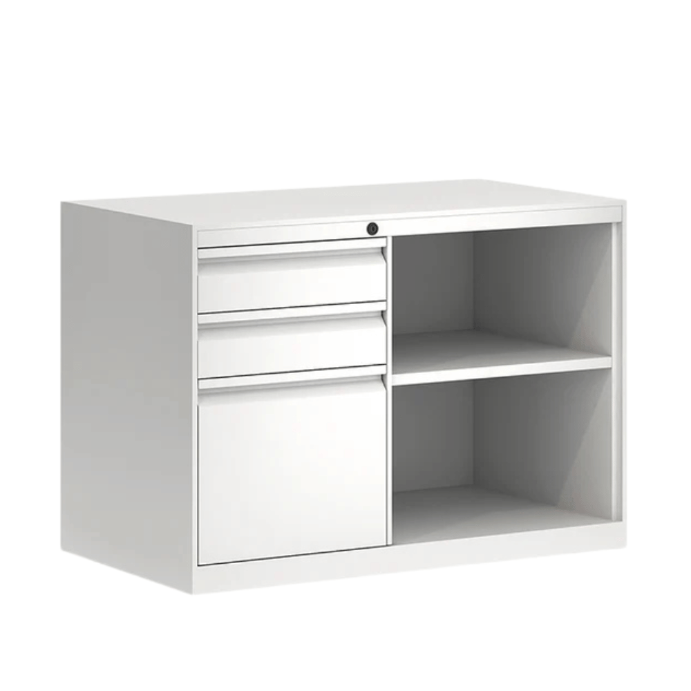Swift-CB 3-Drawer Steel Open Shelf Mobile Caddy Side Cabinet