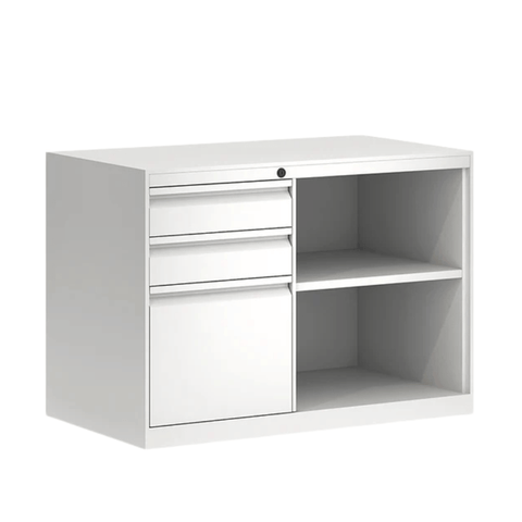 Swift-CB 3-Drawer Steel Open Shelf Mobile Caddy Side Cabinet