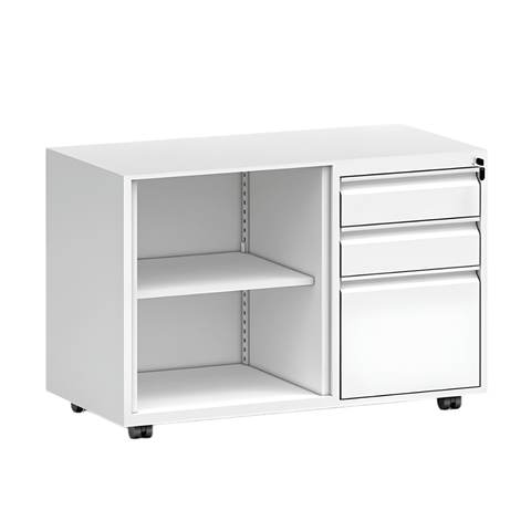 Swift-CB 3-Drawer Steel Open Shelf Mobile Caddy Side Cabinet