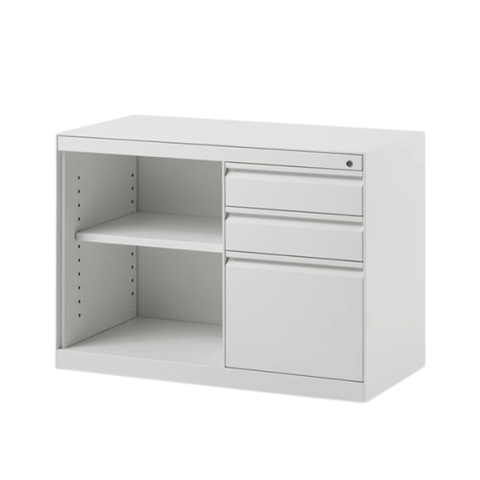 Swift-CB 3-Drawer Steel Open Shelf Mobile Caddy Side Cabinet