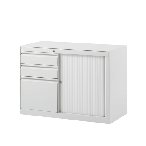 Swift-CB 3-Drawer Steel Tambour Door Mobile Caddy Side Cabinet