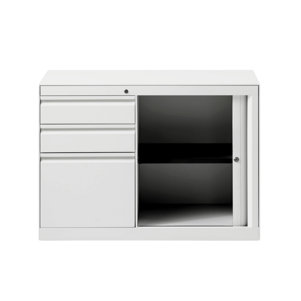 Swift-CB 3-Drawer Steel Tambour Door Mobile Caddy Side Cabinet