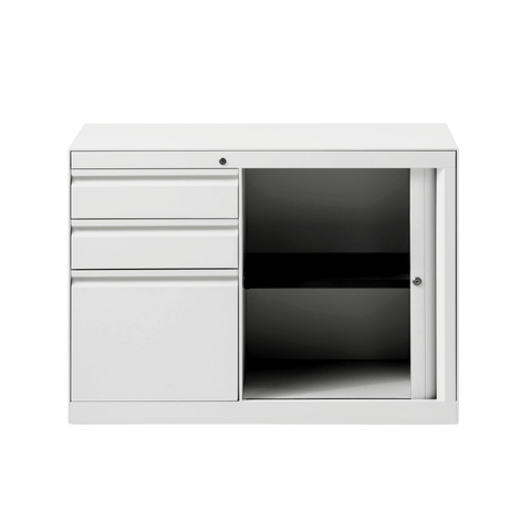 Swift-CB 3-Drawer Steel Tambour Door Mobile Caddy Side Cabinet