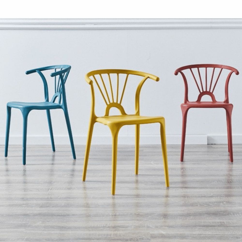 TaiXi Modern Slat Back Stackable Plastic Side Chair
