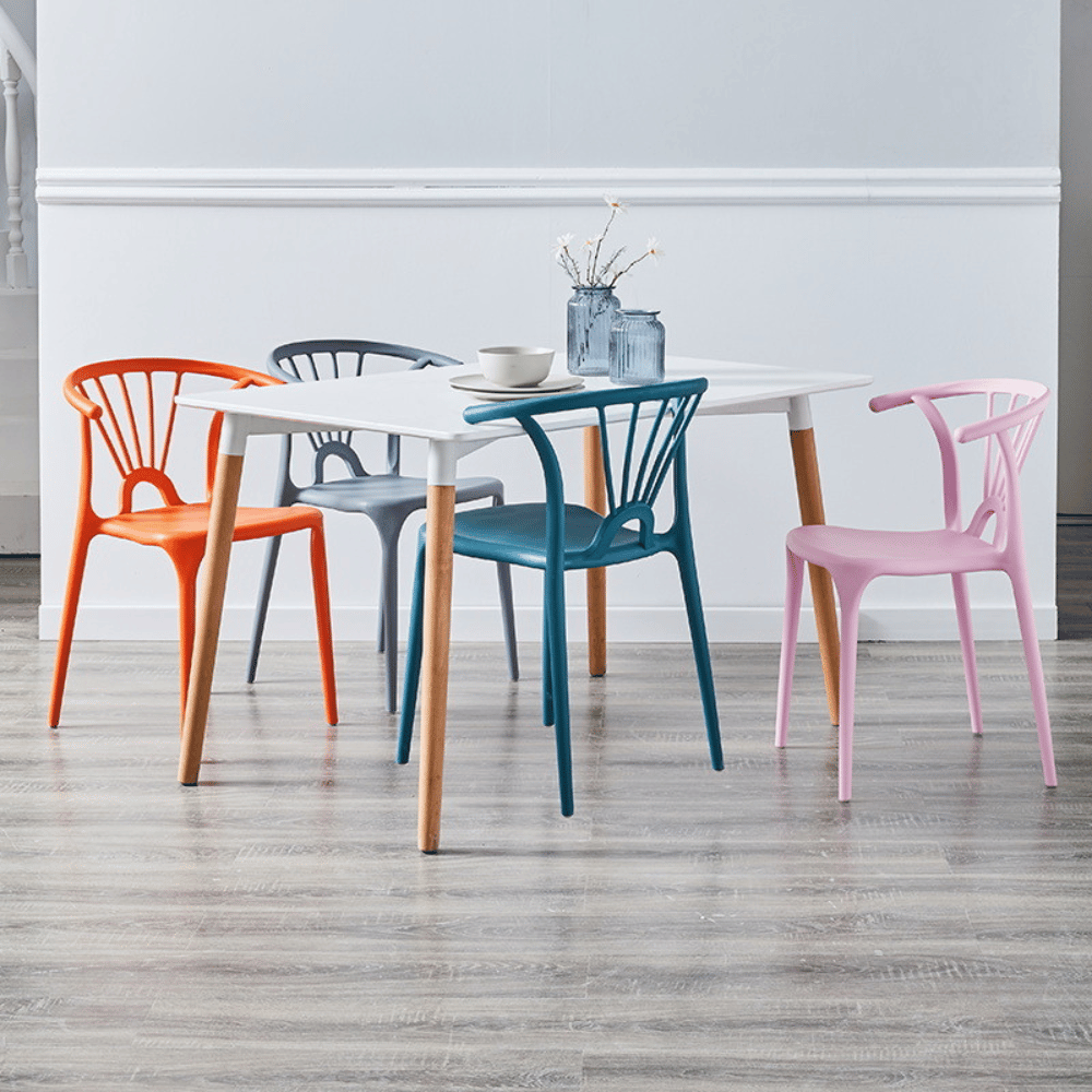 TaiXi Modern Slat Back Stackable Plastic Side Chair