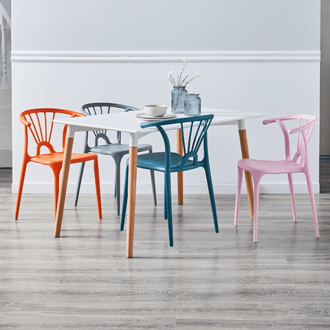TaiXi Modern Slat Back Stackable Plastic Side Chair