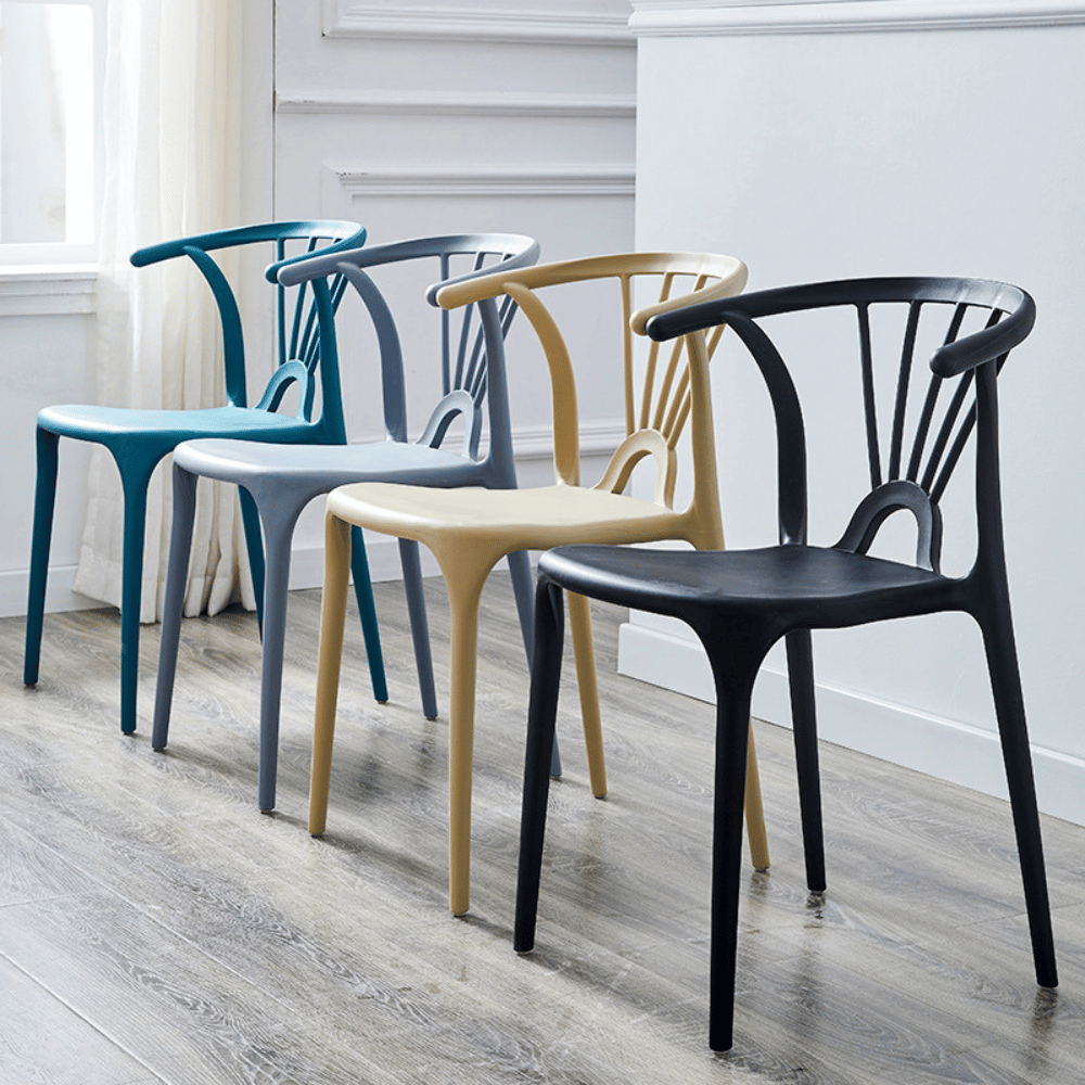 TaiXi Modern Slat Back Stackable Plastic Side Chair