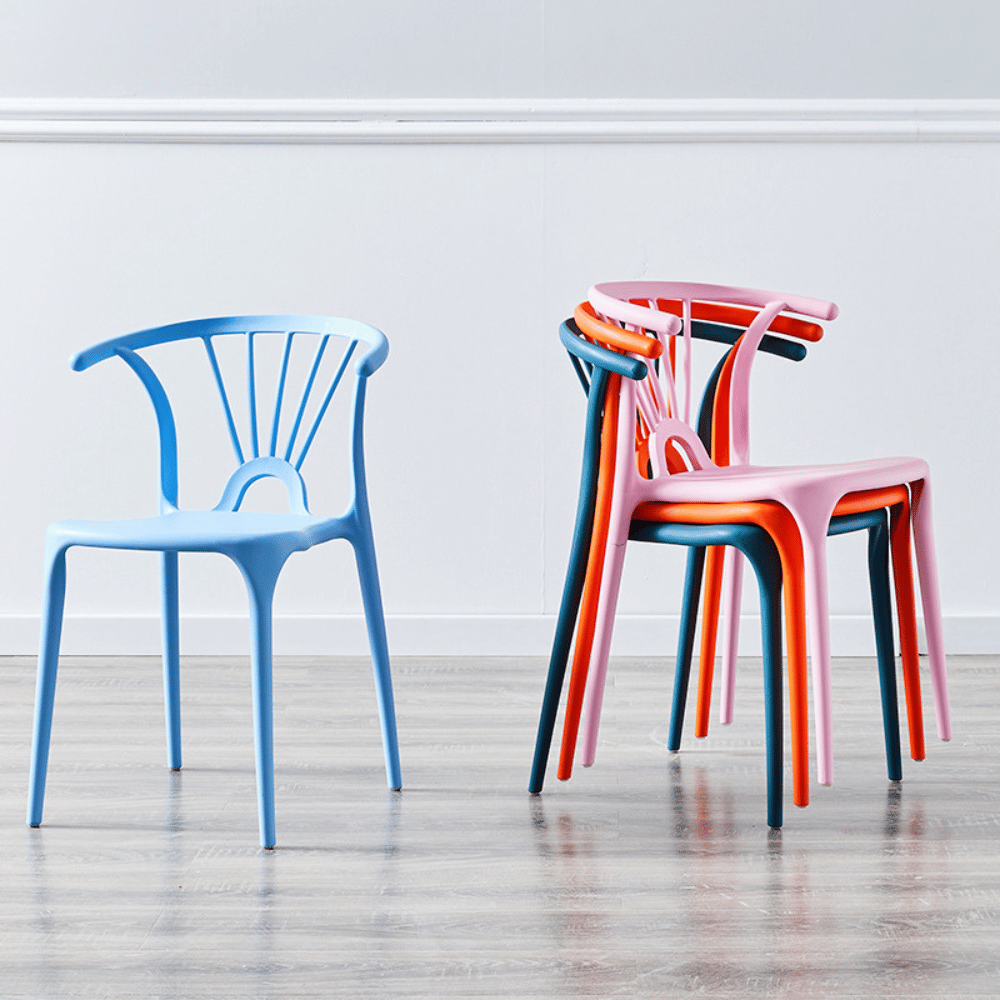 TaiXi Modern Slat Back Stackable Plastic Side Chair
