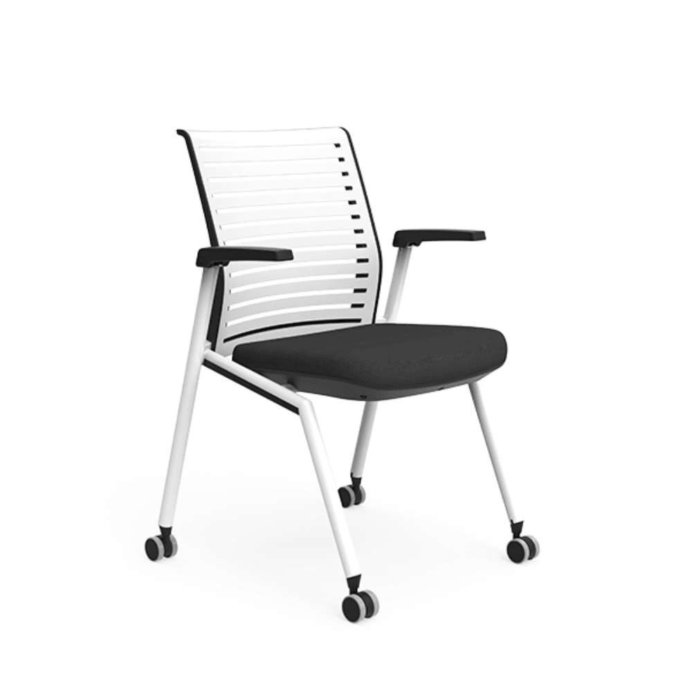 Tec-B Stackable Training Chair With Wheels and Armrest - Gavisco Office Furniture