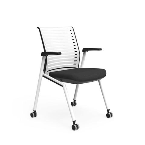 Tec-B Stackable Training Chair With Wheels and Armrest - Gavisco Office Furniture