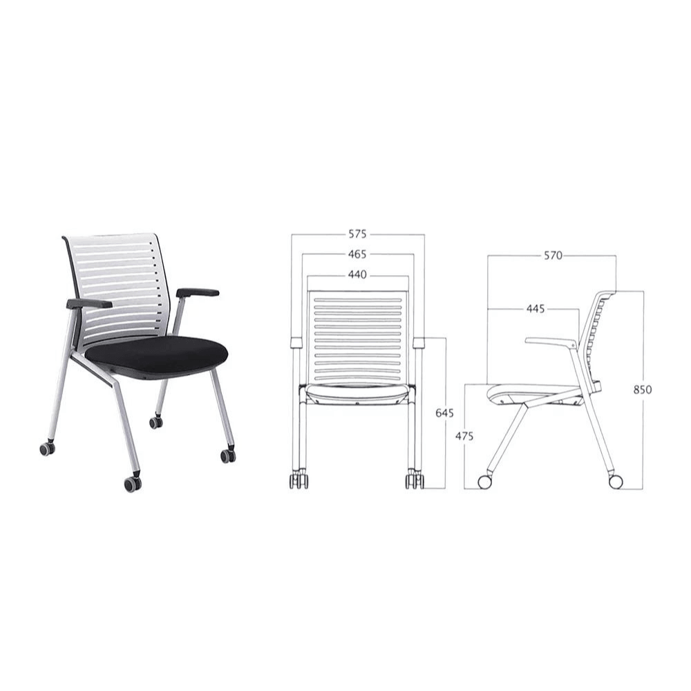 Tec-B Stackable Training Chair With Wheels and Armrest - Gavisco Office Furniture