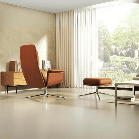 Toast Classic Leather Office Lounge Leisure Armchair with Ottoman - Gavisco Office Furniture