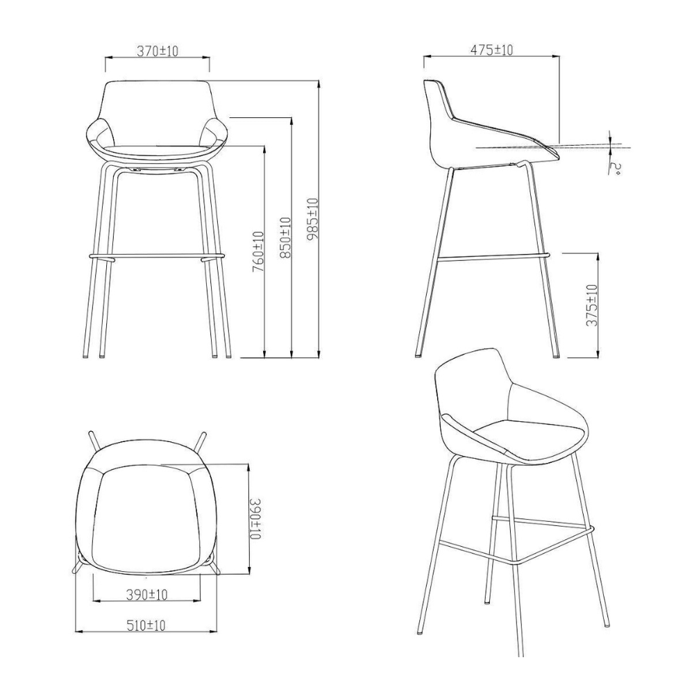 Tulip-A 時尚辦公室高腳吧檯椅