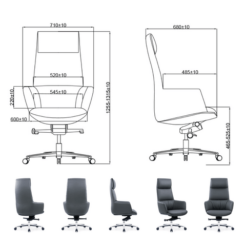 Tulip High Back Genuine Leather Executive Chair - Gavisco Office Furniture