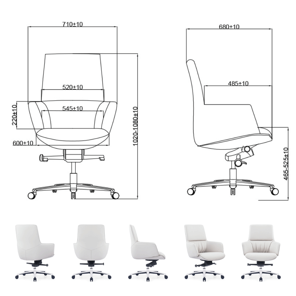 Tulip-M Mid Back Genuine Leather Executive Chair - Gavisco Office Furniture