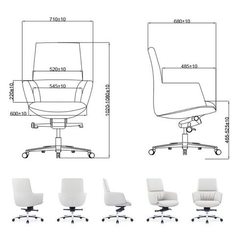 Tulip-M Mid Back Genuine Leather Executive Chair - Gavisco Office Furniture