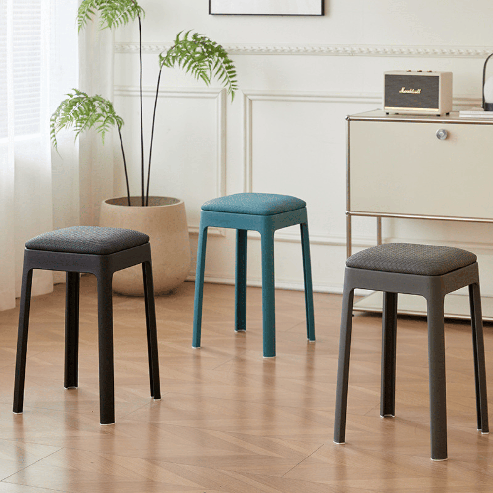 Tumber Modern Cushion Padded Stackable Plastic Stool