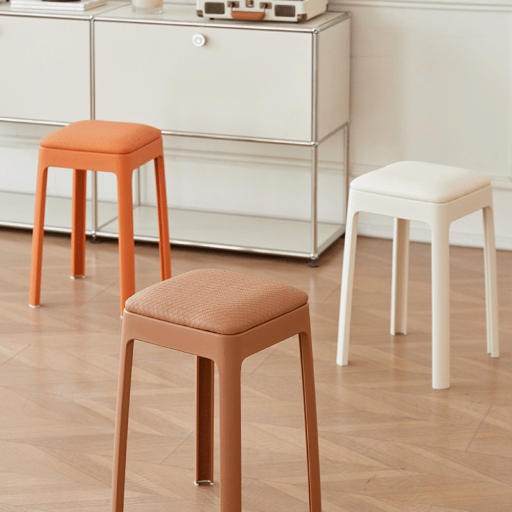 Tumber Modern Cushion Padded Stackable Plastic Stool